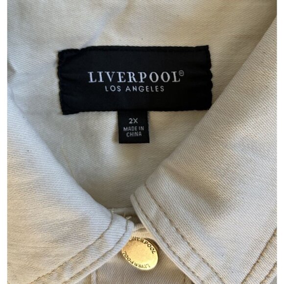 Liverpool LA Classic Stretch Denim Jean Jacket Women's Size 2X Beige Fall Layers - Picture 6 of 8